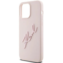 Заредете изображение във визуализатора на галерията – Karl Lagerfeld Silicone Karl Script case for iPhone 15 Pro - pink
