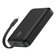 Заредете изображение във визуализатора на галерията – Baseus Magnetic Mini MagSafe 10000mAh 30W powerbank with built-in Lightning cable - black + Baseus Simple Series USB-C - USB-C 60W 0.3m cable
