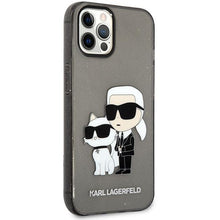 Заредете изображение във визуализатора на галерията – Karl Lagerfeld KLHCP12MHNKCTGK iPhone 12 /12 Pro 6.1" black/black hardcase Gliter Karl&amp;Choupette

