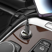 Заредете изображение във визуализатора на галерията – HOCO car charger Type C PD30W + USB QC3.0 Z53A VISION transparent black
