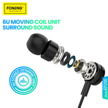 Заредете изображение във визуализатора на галерията – Foneng Earphones EP200 with microphone black
