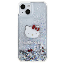 Заредете изображение във визуализатора на галерията – Original Case HELLO KITTY hardcase Liquid Glitter Charms
 Kitty Head HKHCP14SLIKHET for Iphone 14 silver
