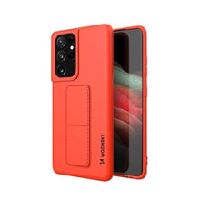 Заредете изображение във визуализатора на галерията – Wozinsky Kickstand Case Silicone Stand Cover for Samsung Galaxy S21 Ultra 5G Red
