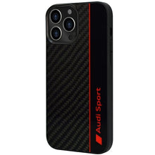 Заредете изображение във визуализатора на галерията – Original Case AUDI hardcase Carbon Fiber Stripe AUS-TPUPCIP13PM-R8/D1-BK for Iphone 13 Pro Max black
