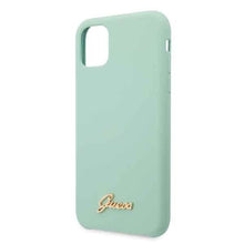 Заредете изображение във визуализатора на галерията – Guess GUHCN58LSLMGG iPhone 11 Pro zielony/green hard case Silicone Vintage Gold Logo
