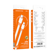 Заредете изображение във визуализатора на галерията – Borofone Cable BX89 Union - Type C to Type C - PD 60W 1 metre white-orange
