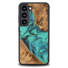 Заредете изображение във визуализатора на галерията – Wood and resin case for Samsung Galaxy S23 Bewood Unique Turquoise - turquoise black
