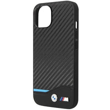 Заредете изображение във визуализатора на галерията – Case BMW BMHCP13M22NBCK iPhone 13 6.1" black/black Leather Carbon
