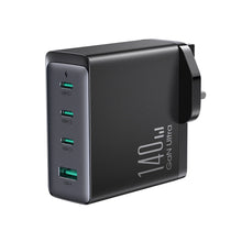 Заредете изображение във визуализатора на галерията – GaN charger UK Joyroom JR-TCG05UK 140W 3x USB-C USB-A + USB-C / USB-C cable 240W 1.2m
