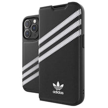 Заредете изображение във визуализатора на галерията – Adidas OR Booklet Case PU iPhone 14 Pro black/white 50196
