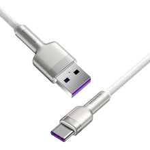 Заредете изображение във визуализатора на галерията – Baseus Cable Cafule Metal - USB to Type C - 66W 2 metres (CAKF000202) white
