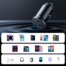 Заредете изображение във визуализатора на галерията – Joyroom JR-CCN06 30W 2x USB-C mini car charger metal - black
