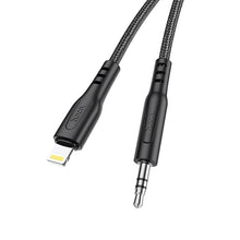 Заредете изображение във визуализатора на галерията – HOCO cable AUX Audio Jack 3,5mm to Lightninng 8-pin UPA198 1m black
