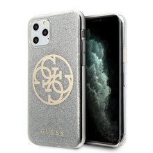 Заредете изображение във визуализатора на галерията – Guess GUHCN58PCUGLLG iPhone 11 Pro jasnoszary/light grey hard case Glitter 4G Circle Logo

