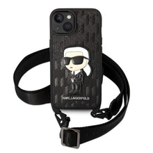 Заредете изображение във визуализатора на галерията – Karl Lagerfeld KLHCP14SSTKMK iPhone 14 6.1" black/black hardcase Monogram Ikonik Patch
