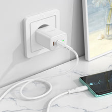 Заредете изображение във визуализатора на галерията – Borofone Wall charger BN9 Reacher - 2xType C - QC 3.0 PD 35W with Type C to Type C cable white
