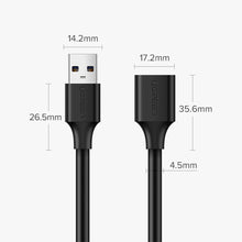 Заредете изображение във визуализатора на галерията – Ugreen extension cable USB (male) - USB (female) 2.0 480Mbps 3m black (US103)

