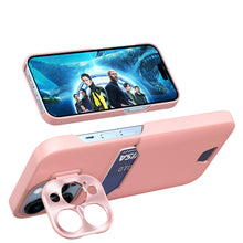 Заредете изображение във визуализатора на галерията – Leather Stand Case for iPhone 14 Plus Card Wallet Cover with Stand Pink
