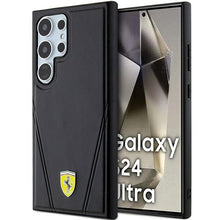 Заредете изображение във визуализатора на галерията – Original FERRARI hardcase Hot Stamp V Lines MagSafe FEHMS24LP3BAK for Samsung Galaxy  S24 Ultra Black
