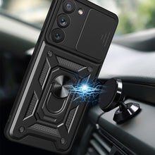 Заредете изображение във визуализатора на галерията – Hybrid Armor Camshield case for Samsung Galaxy A54 5G armored case with camera cover blue
