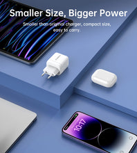 Заредете изображение във визуализатора на галерията – Choetech PD6052 USB-C USB-A PD 35W GaN wall charger with display - white
