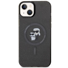 Заредете изображение във визуализатора на галерията – Original faceplate case KARL LAGERFELD KLHMP15MHGKCNOK for iPhone 15 PLUS (Glitter + MAG / black)
