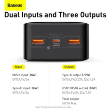 Заредете изображение във визуализатора на галерията – Power Bank BASEUS Bipow Overseas Edition - 30 000mAh LCD Quick Charge PD 20W with cable USB to Micro PPBD050401 black
