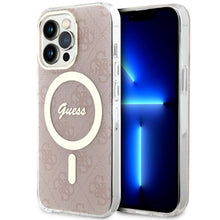 Заредете изображение във визуализатора на галерията – Original Case GUESS hardcase 4G MagSafe GUHMP13LH4STP for Iphone 13 Pro pink
