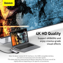 Заредете изображение във визуализатора на галерията – BASEUS HUB 5in1 Typ C to HDMI + 3xUSB 3.0 + PD CAHUB-CX0G

