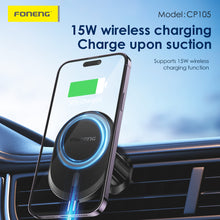 Заредете изображение във визуализатора на галерията – Foneng Car holder CP105 magnetic with induction charging to air vent black
