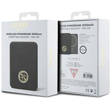 Заредете изображение във визуализатора на галерията – Original Power Bank - GUESS GUPBM3AL4DMK 3000mAh 5W MagSafe 4G Strassed Metal Logo - Black
