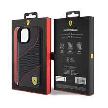 Заредете изображение във визуализатора на галерията – Ferrari Perforated Waves Metal Logo case for iPhone 15 / 14 / 13 - black
