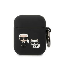 Заредете изображение във визуализатора на галерията – Karl Lagerfeld KLACA2SILKCK AirPods 1/2 cover black/black Silicone Karl &amp; Choupette
