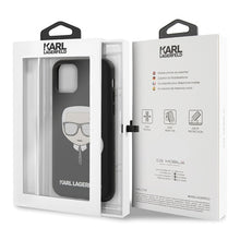 Заредете изображение във визуализатора на галерията – Original Pouch KARL LAGERFELD - Iconic Karl Embossed &amp; Glitter Case KLHCN61GLBK - Iphone 11 Black

