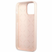 Заредете изображение във визуализатора на галерията – Guess GUHCP13XLSLMGLP iPhone 13 Pro Max 6.7" light pink/light pink hardcase Silicone Script Gold Logo
