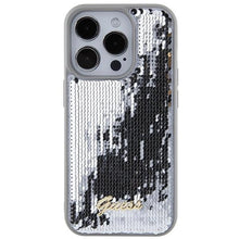 Заредете изображение във визуализатора на галерията – Guess Sequin Script Metal case for iPhone 15 Pro Max - silver
