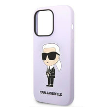 Заредете изображение във визуализатора на галерията – Karl Lagerfeld KLHCP14LSNIKBCU iPhone 14 Pro 6.1&quot; hardcase purple/purple Silicone Ikonik
