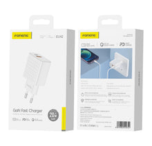 Заредете изображение във визуализатора на галерията – Foneng Wall charger EU42 GaN - USB + Type C - PD 20W 3A white
