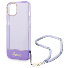 Заредете изображение във визуализатора на галерията – Original faceplate case guess guhcp14shgcohu for iphone 14 (iml electro cam w. strap translucent / purple)
