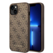 Заредете изображение във визуализатора на галерията – Guess GUHCP15MG4GFBR iPhone 15 Plus 6.7" brown/brown hard case 4G Metal Gold Logo
