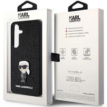 Заредете изображение във визуализатора на галерията – Karl Lagerfeld Fixed Glitter Ikonik Logo Metal Pin case for Samsung Galaxy S24+ - black
