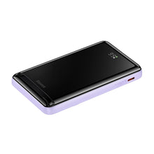 Заредете изображение във визуализатора на галерията – Baseus Magnetic Bracket Wireless Fast Charge Power Bank 10000mAh 20W Purple（With Xiaobai series fast charging Cable Type-C to Type-C 60W(20V/3A) 50cm White）

