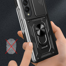 Заредете изображение във визуализатора на галерията – Hybrid Armor Camshield case for Samsung Galaxy Z Fold 4 armored case with camera cover black
