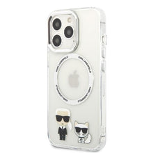 Заредете изображение във визуализатора на галерията – Karl Lagerfeld KLHMP13LHKCT iPhone 13 Pro / 13 6.1" hardcase transparent Karl &amp; Choupette Aluminum Magsafe
