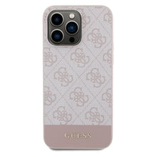 Заредете изображение във визуализатора на галерията – Original Case GUESS hard case 4G Stripe Collection GUHCP14LG4GLPI for Iphone 14 Pro pink
