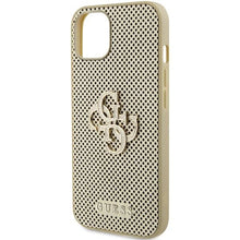 Заредете изображение във визуализатора на галерията – Guess Perforated 4G Glitter case for iPhone 15 - gold
