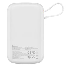Заредете изображение във визуализатора на галерията – Baseus Qpow Digital Display powerbank with fast charging 10000mAh 22.5W QC/PD/SCP/FCP with built-in USB-C cable white

