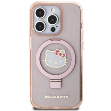 Заредете изображение във визуализатора на галерията – Hello Kitty Ring Stand Glitter Electrop Logo MagSafe Case for iPhone 15 Pro - Pink
