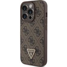 Заредете изображение във визуализатора на галерията – Guess Leather 4G Triangle Strass case for iPhone 15 Pro Max - brown
