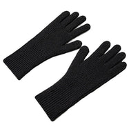 Braided telephone gloves with cut-outs for fingers - black